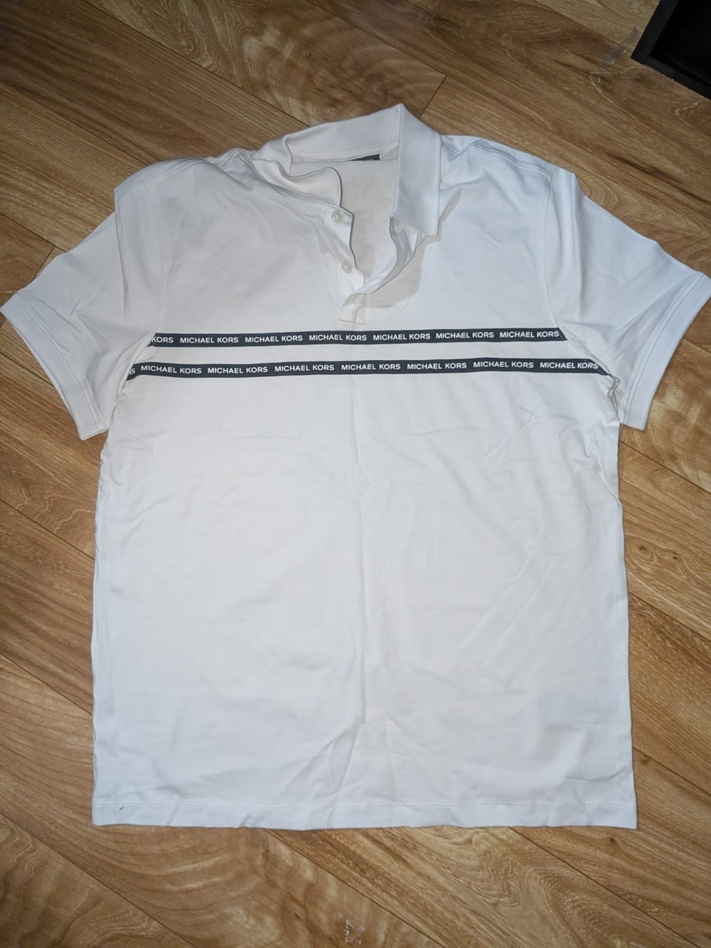Michael Kors White Polo with Black Logo Tape